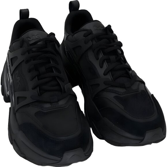 Michael Kors MK Logo Trainer Mixed-Media Black Sneakers Men's 10M - Picture 1 of 6